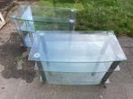 2 glazen tafels (bijzettafel / tv-meubel), Huis en Inrichting, Gebruikt, Glas, 75 cm of meer, Rechthoekig