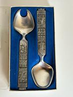 Vintage Konge Tinn Noorse Salade Bestekset, Antiek en Kunst, Ophalen of Verzenden