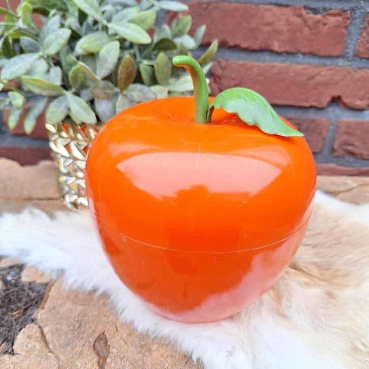 Vintage ijsbucket 'appel' in oranje , 70's, Antiek en Kunst, Curiosa en Brocante, Ophalen of Verzenden