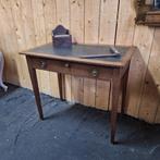 Antieke sidetable van eikenhout, leer, haltafel, schijftafel, Ophalen