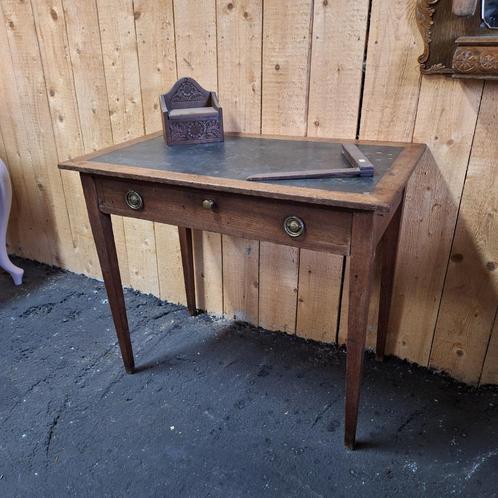 Antieke sidetable van eikenhout, leer, haltafel, schijftafel, Antiek en Kunst, Antiek | Meubels | Tafels, Ophalen