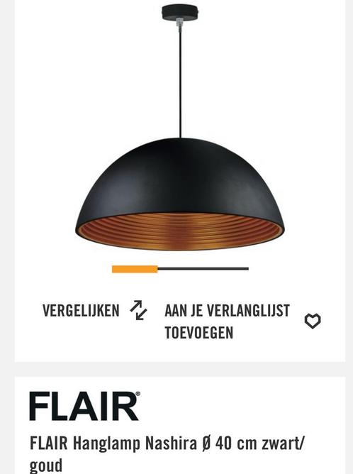 FLAIR Hanglamp Nashira Ø 40 cm zwart/goud, Huis en Inrichting, Lampen | Hanglampen, Zo goed als nieuw, Minder dan 50 cm, Ophalen
