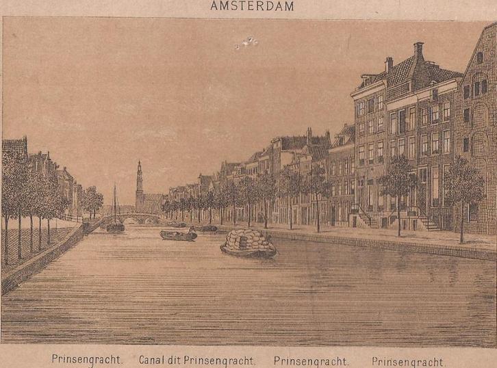Amsterdam  Prinsengracht. Canal dit Prinsengracht. Prinsengr, Antiek en Kunst, Kunst | Etsen en Gravures, Ophalen of Verzenden