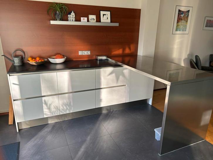 Keukenblok met RVS Bar, Composiet Blad & Wandpaneel, Huis en Inrichting, Keuken | Keukenelementen, Gebruikt, Minder dan 100 cm