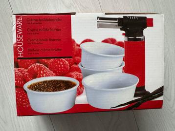 Crème brûlée brander + 4 schaaltjes - Nieuw! beschikbaar voor biedingen