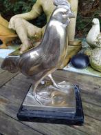 Gr Verzilverd Bronzen Beeld/Marmeren Voet  "De Haan"  Gesign, Antiek en Kunst, Ophalen of Verzenden