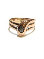 14k roségouden ring met een roosdiamant, 18 tot 19, Ophalen of Verzenden, Zo goed als nieuw, Met edelsteen