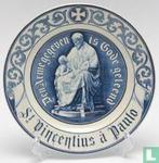 Antiek Wandbord Heilige Vincentius a Paulo - Delfts Blauw, Ophalen