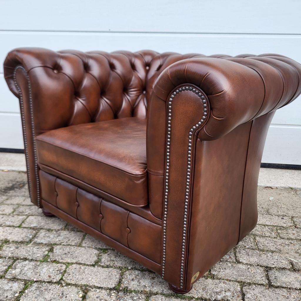 Chesterfield fauteuil model York. Origineel Engels., Huis en Inrichting, Ophalen, Gebruikt, Chesterfield, 75 tot 100 cm