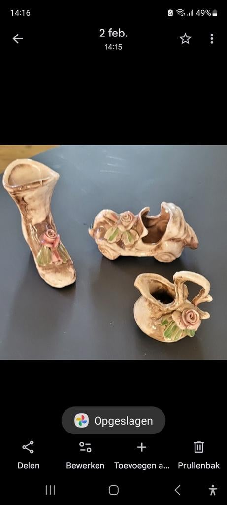 Porseleinen Miniatuur Laarsje, Auto en Vaasje, Ophalen of Verzenden