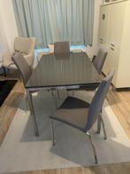 eethoek modern grijs met staal, Ophalen, Zo goed als nieuw, Modern, 4 tot 6 stoelen