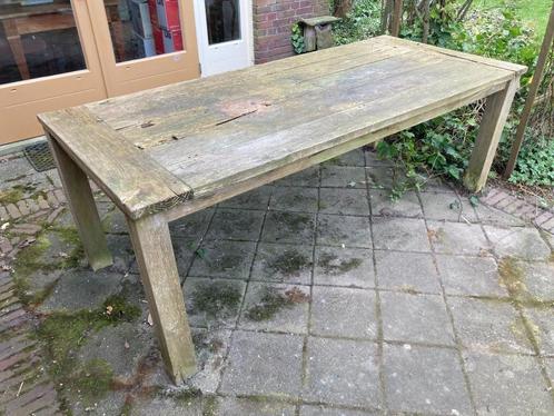 Grote robuuste lange zware dikke tuintafel steigerhout, Tuin en Terras, Tuintafels, Gebruikt, Rechthoekig, Hout, Ophalen