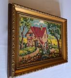 Vintage goud kleur houten barok schilderij lijst watermolen, Verzenden