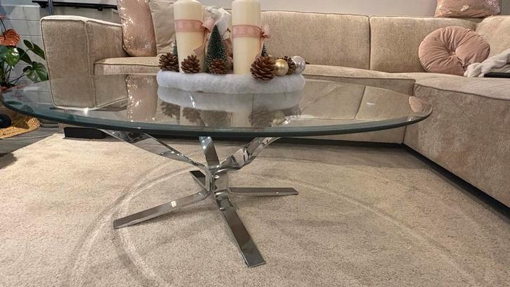 Glazen Salontafel - 100cm, Huis en Inrichting, Tafels | Salontafels, Gebruikt, Minder dan 50 cm, 50 tot 100 cm, Rond, Glas, Ophalen