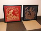 Paar Thaise Prenten in Lijsten, Ophalen of Verzenden