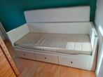 Uitschuifbaar 2-persoonsbed Ikea met opberglades, Ophalen, 90 cm, Wit, Tweepersoons