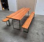 Degelijke Biertafel/uitklaptafel incl 2 banken, Ophalen, Gebruikt, Inklapbaar, Rechthoekig