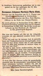 Alink Hermanus Johannes M. 1886 Amsterdam- 1947 Amsterdam, Ophalen of Verzenden, Bidprentje