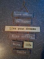 Tekstbord ~ muurdecoratie spreuk tuin huis Dreams happy love, Ophalen of Verzenden, Zo goed als nieuw