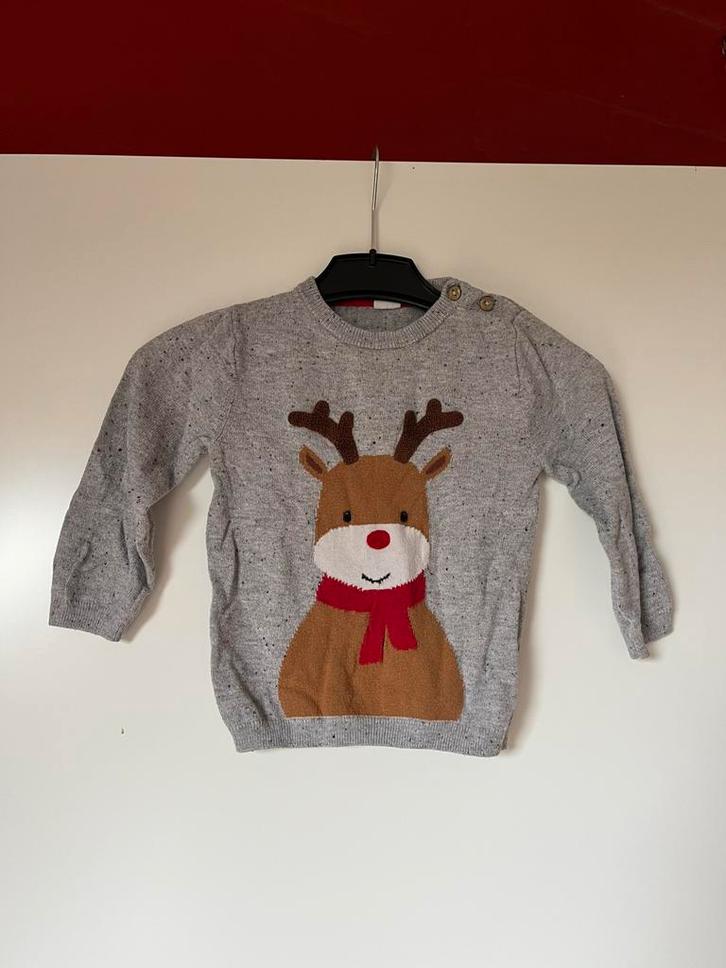 Grijze longsleeve / lange mouw met rendier, maat 86 van H&M, Kinderen en Baby's, Babykleding | Maat 86, Gebruikt, Jongetje, Shirtje of Longsleeve