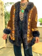 Afghaanse lammy coat M bohemian gevoerde winterjas bontjas, Maat 38/40 (M), Ophalen of Verzenden, Bruin, Zo goed als nieuw