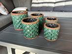 Mooie bloempottenset te koop (5st), Ophalen, Rond, Zo goed als nieuw, Aardewerk