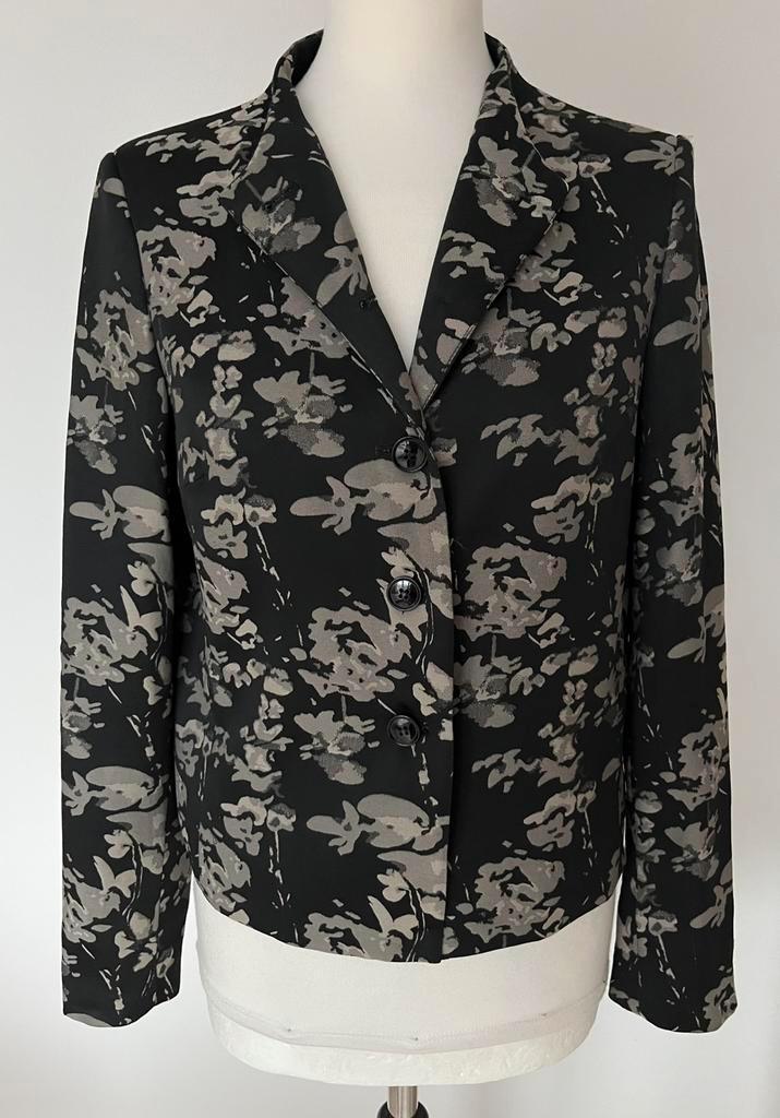 Sey Studio zwart jasje met grijze print maat 38, Kleding | Dames, Jasjes, Kostuums en Pakken, Zo goed als nieuw, Maat 38/40 (M)