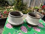 Stoere Bloempotten,  geglazuurde craquele buitenkant, Tuin en Terras, Bloempotten, Ophalen, Gebruikt, Rond, Tuin