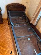 Donker eiken bed met Auping elektrische bodem 90x200, 90 cm, Eenpersoons, Bruin, Ophalen of Verzenden