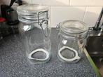 3 glazen weckpotten 1,5 en 1 liter, 1 liter, Huis en Inrichting, Ophalen, Zo goed als nieuw, Glas, Pot, Bus of Blik