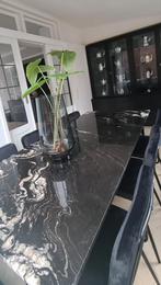 Echte marmeren eet tafel zwart / titanium, Huis en Inrichting, Tafels | Eettafels, Ophalen, 50 tot 100 cm, Zo goed als nieuw, Vijf personen of meer