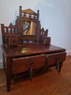 Antiek Miniatuur Bureau met Spiegel & Inktpotjes, Antiek en Kunst, Antiek | Meubels | Kasten, Ophalen of Verzenden