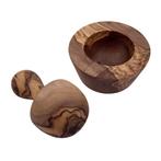 Vijzel met brede stamper Ø 12 cm knoflookvijzel olijfhout, Huis en Inrichting, Ophalen