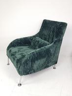Vintage design fauteuil groene rib diepe zit nieuwe stof, 100 tot 125 cm, ., Ophalen of Verzenden, Zo goed als nieuw