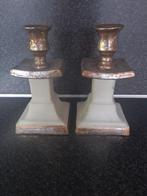 Kandelaars wit bronskleurig, Ophalen of Verzenden
