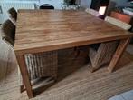 Teak Houten Eettafel Voor Acht Personen Met Vier Stoelen!, Huis en Inrichting, Ophalen, Vijf personen of meer, 100 tot 150 cm