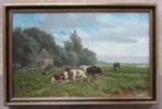 ===Hendrik Savrij 1823-1907==landschap met koeien===, Antiek en Kunst, Ophalen