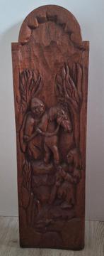 Houtsnijwerk de barmhartige Samaritaan, Antiek en Kunst, Kunst | Beelden en Houtsnijwerken, Ophalen of Verzenden