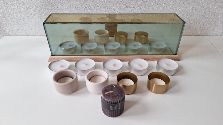 Waxinelichthouder en waxinelichten, Huis en Inrichting, Woonaccessoires | Kandelaars en Kaarsen, Minder dan 25 cm, Overige materialen