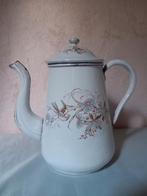 Antiek emaille koffiekan met vogel en bloemen, Ophalen of Verzenden