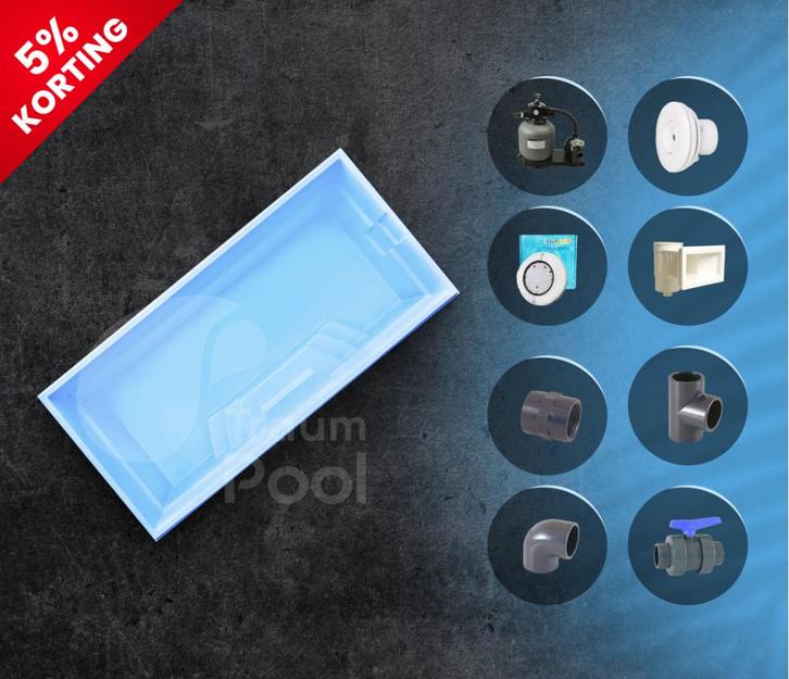 Zwembad van polyester 6.3 x 3 x 1.5 Midnight M6 GVK Pool, Tuin en Terras, Zwembaden, Nieuw, Inbouwzwembad, 120 cm of meer, 400 cm of meer