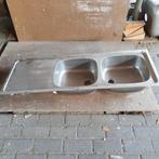 Inbouw spoelbak met afdruip gedeelte 123x43,5cm, Gebruikt, Minder dan 100 cm, Grijs, 25 tot 50 cm