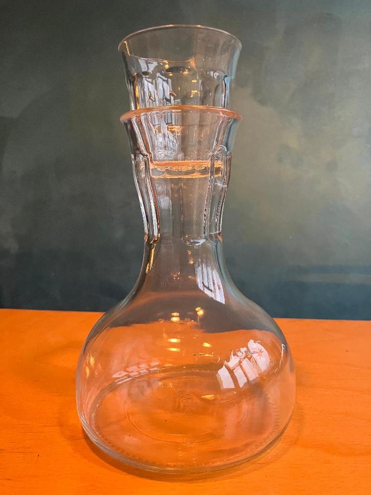 Karaf met Duralex Picardie hals designklassieker + glas, Antiek en Kunst, Antiek | Glas en Kristal, Ophalen of Verzenden