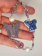 Vintage 90's echte parels en vlinders armband, Sieraden, Tassen en Uiterlijk, Armbanden, Ophalen of Verzenden