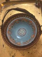 Vintage Schaaltje in Bamboe Mand, Ophalen of Verzenden