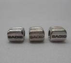 Zilveren Bacio bedel met zwarte steen nr.1289, Sieraden, Tassen en Uiterlijk, Overige merken, Verzenden, Zo goed als nieuw, 1 bedel