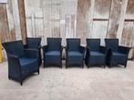6 Loyd Loom stoelen - donkerblauw met zwarte details, Huis en Inrichting, Stoelen, Ophalen, Gebruikt, Blauw, Vijf, Zes of meer stoelen