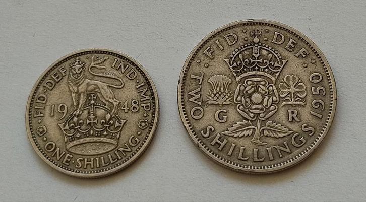 Verenigd Koninkrijk 1 & 2 Shilling - Koning George VI, Postzegels en Munten, Munten | Europa | Niet-Euromunten, Setje, Ophalen of Verzenden