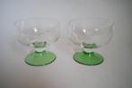 Geslepen olijf 2x dessert glas sorbet amuse coupe groen, Huis en Inrichting, Keuken | Servies, Glas of Glazen, Ophalen of Verzenden
