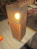 industriële houten lamp, Huis en Inrichting, Lampen | Tafellampen, Minder dan 50 cm, Nieuw, Ophalen of Verzenden, Glas